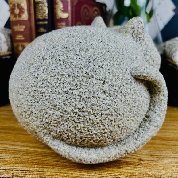 Vintage Large Fat Cat Sculpture Stone-Textured Folk Art Figurine Whimsical - Picture 3 of 15
